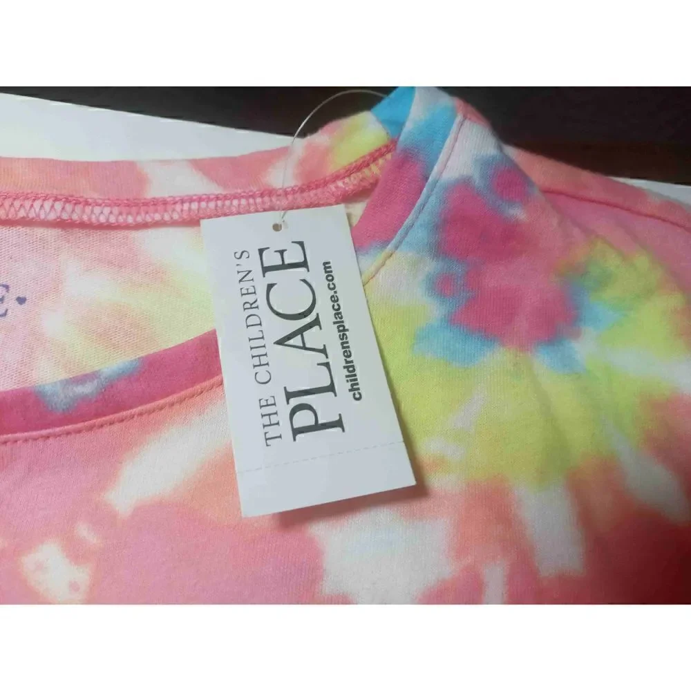 The Children's Place NWT Girls Bright Color Tye Dye Sleeveless Shirt-XL/TG 14